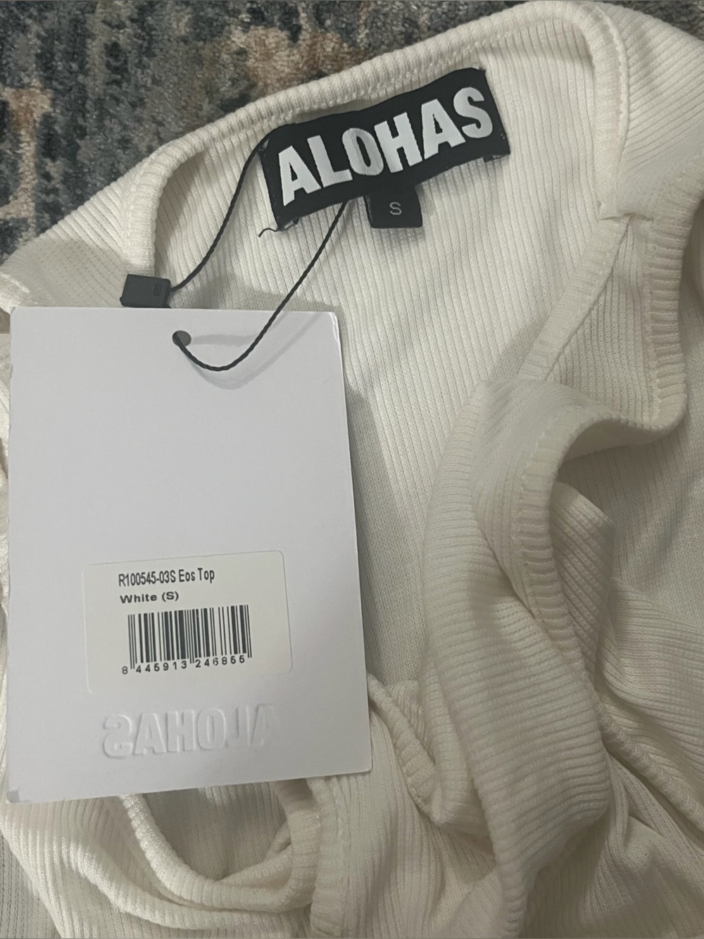 ALOHAS White Eos Top Ribbed Double-Strap Tank Top NWT Small - Picture 4 of 7